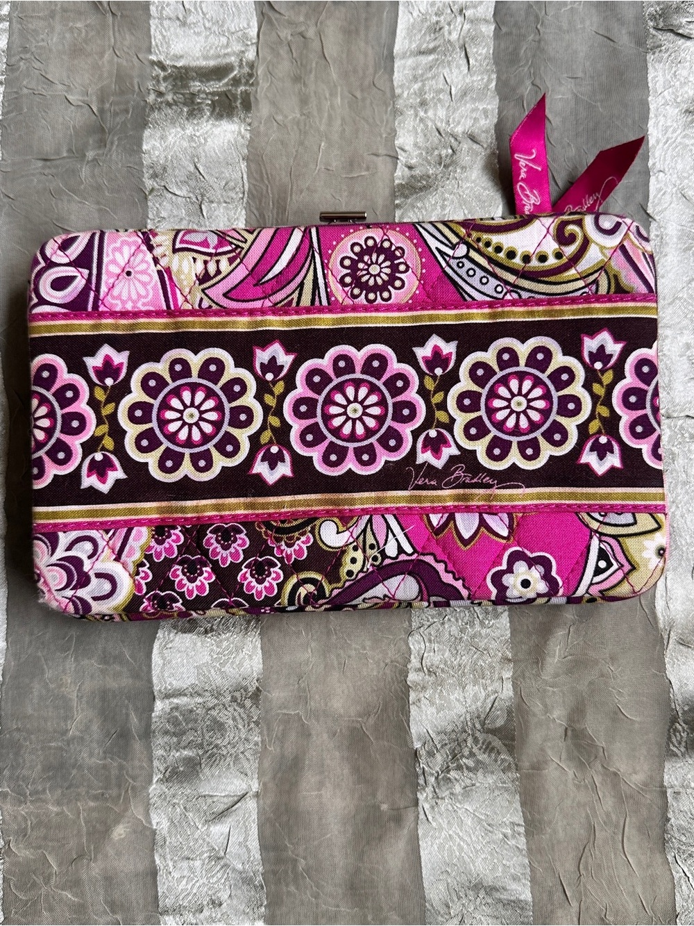 Y2K Vera Bradley Very Berry Paisley Pink Green Floral Zip Wallet